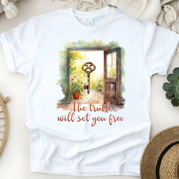 The Truth Will Set You Free Christian Graphic T-Shirt for Women, White, Size S