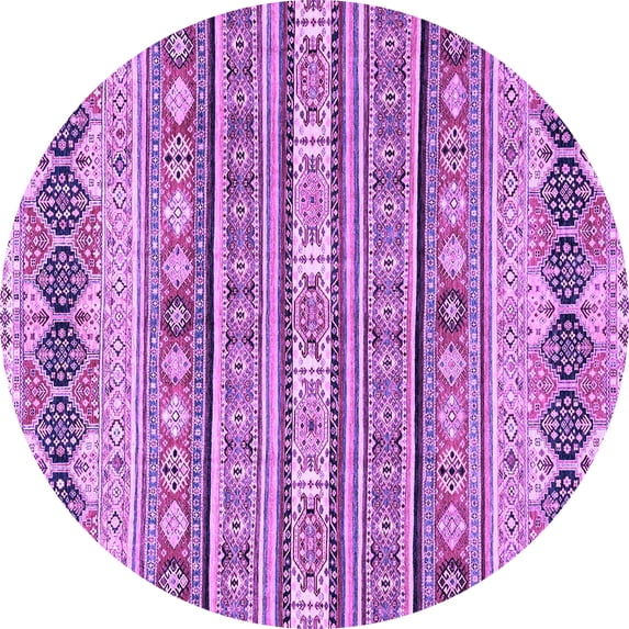 Ahgly Company Indoor Round Abstract Purple Modern Area Rugs, 6' Round