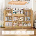 thumbnail image 3 of Hiphuta 55"In Kids Bookcase with Toy Storage Organizer, Wood Cube Bookcase Toy Chest of 8 Compartments & 6 Movable Bins, Bookshelf for Kids Bedroom, Natural, 3 of 7