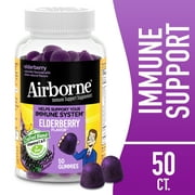(2 pack) Airborne Vitamin C & Zinc Immune Support Gummies, Elderberry Flavor, 50 Count