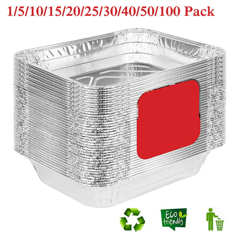 PARTY XIAFEI 9x13 Aluminum Foil Pans, Half Size Deep Foil Pans, Friendly  Recyclable Aluminum, Portable Food Storage