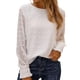 thumbnail image 1 of Blusa de gasa blanca de manga larga con cuello redondo y puños con farol: estilo ideal para la oficina, talla S, 1 of 6