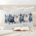 thumbnail image 3 of Blue Grey Fall Outdoor Waterproof Pillow Covers, Vintage Thanksgiving Botanical Decorative Square Throw Pillowcase Sofa Cushion Sham for Patio/Couch/Chair, 16"x16" 2 Pack, 3 of 8
