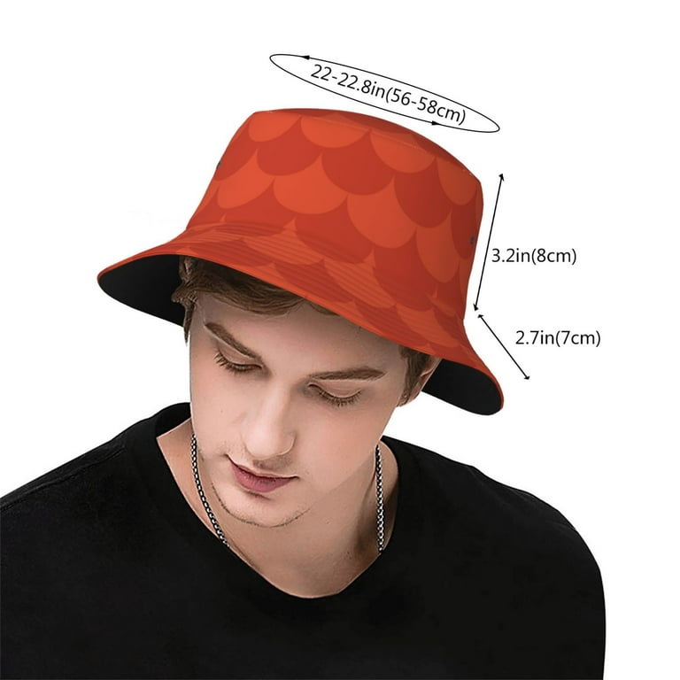 TEQUAN Foldable Polyester Adult Bucket Hat Lovely Red Fish Scales Prints  Sun Beach Fishing Outdoor Cap Unisex