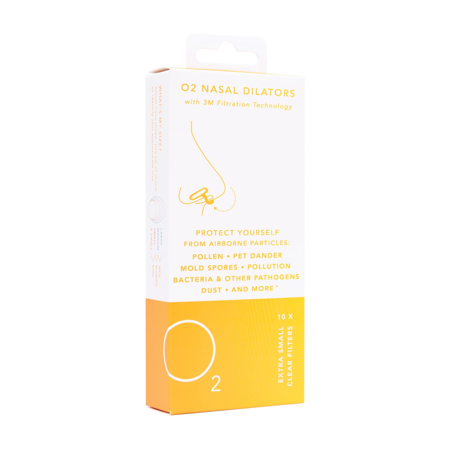 O2 Nose Filters | Nasal Dilators with 3M Filtration Technology | Pack of 10 | Allergy Relief | Extra Small
