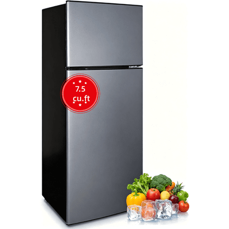 7.5 Cu ft Compact Refrigerator with Freezer, 2 Door Apartment Size Mini Fridge, 7-Level Adjustable Temperature, Small Refrigerator for Dorm Kitchen