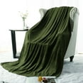 thumbnail image 4 of PiccoCasa Plush Flannel Fleece Throw Twin Full Queen King Bed Blanket Olive Green 90" x 108", 4 of 8