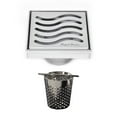 thumbnail image 2 of 4 Inch Brushed Nickel Square Shower Drain with Hair Trap Set (4 Designs), 2 of 10
