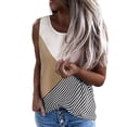 thumbnail image 1 of Nouveau T-shirt Sans Manches à Col Rond Rayé Contrasté pour Femmes, 1 of 2