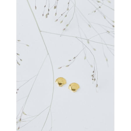 Mini Seashell Gold Stud Earrings