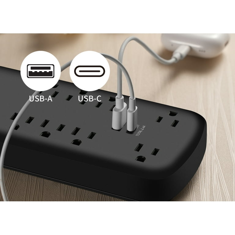 Hyper Tough Surge Protector with 8 Outlets 2-USB Ports 2440 Joules