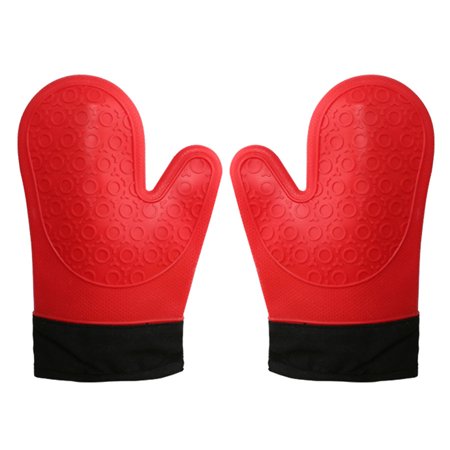 

2 Pcs Silicone Oven Mitts Kitchen Microwave Gloves Pot Holder Baking Gloves with Cotton Lining Food Grade Insulation for Cooking