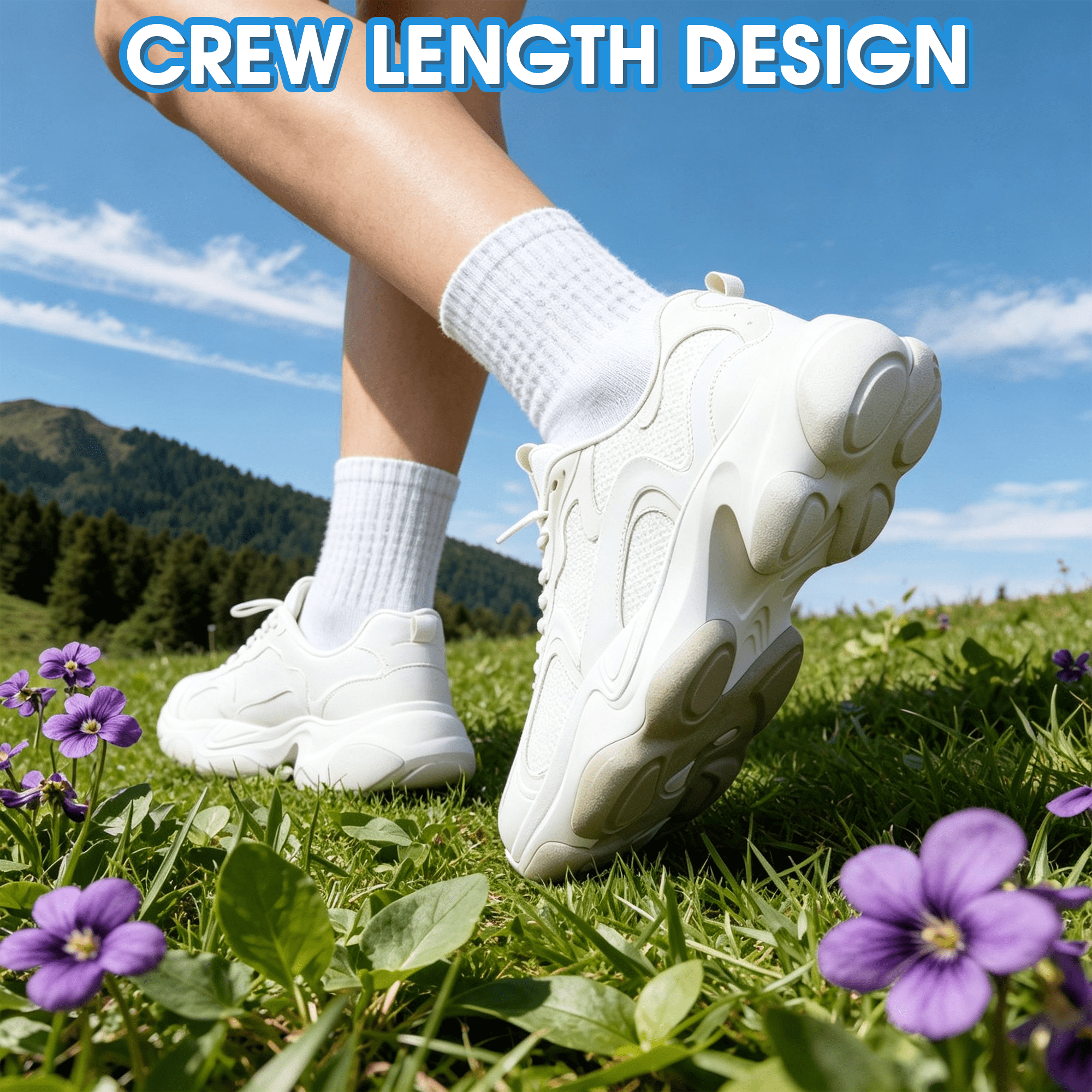 GARITIN Women's Crew Socks 10 Pairs, Soft Breathable Athletic Crew Socks, Reinforced Toe Cushioned Casual Sports Socks, White