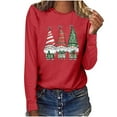 thumbnail image 6 of Mgmyaa Womens Christmas Print Long Sleeve Shirt Round Neck Graphic Tees Casual T-Shirts, 6 of 7