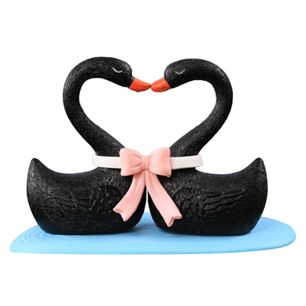 Estatuilla de decoración Cisne Amor Naiovety Resina Negro HA077361-01