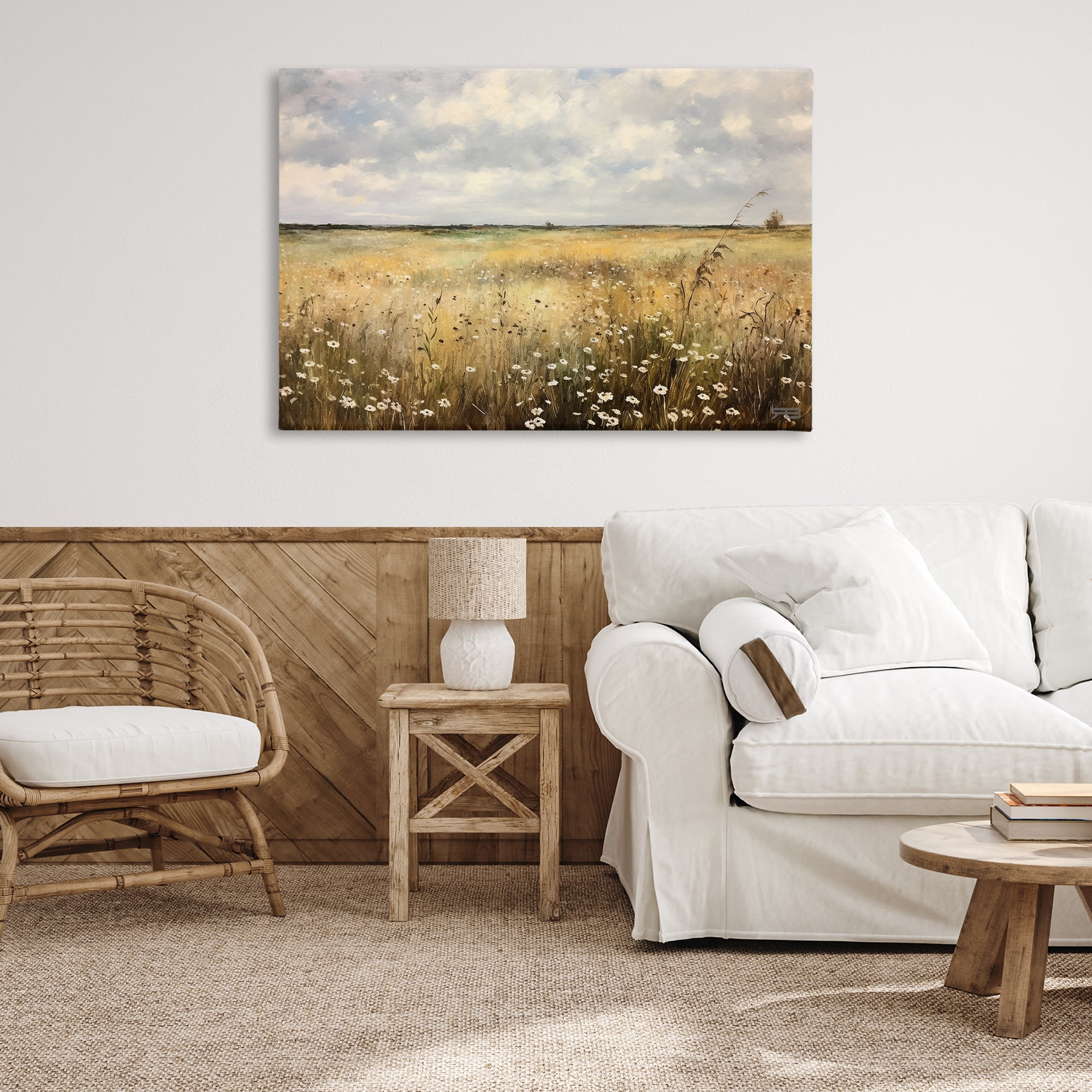 Stupell Industries Traditional County Field Landscape Painting Gallery Wrapped Canvas Art Print Wall Art, 45 x 30