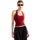 thumbnail image 5 of Camiseta sin mangas SUUKSESS para mujer, con doble forro, sin espalda, color rojo vino, 5 of 6
