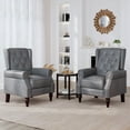 thumbnail image 2 of Veanerwood Single Sofa Chair Recliner Chair, Faux Leather Wingback Chair, Single Sofa Chair with Rivet Trim and Tufted Button, Grey, 2 of 7