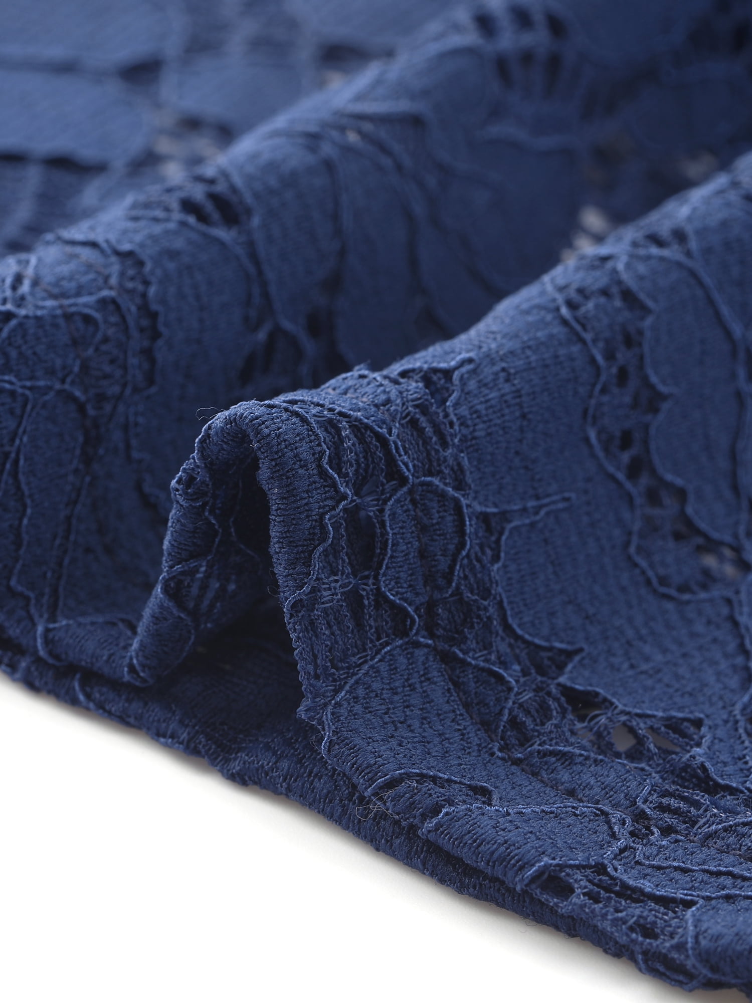 Women's Plus Lace Blouse Cross V Neck Sheer Double Layers Long Sleeve Shirt Tops 4X Royal Blue