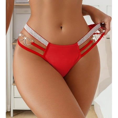 Panties for Women Sexy  Womens Breathable Seamless Thong Panties No Show  High Waist Cut Bikini Briefs  Cut Out Straps Sexy and Breathability  Red(3XL)