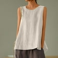 thumbnail image 2 of Floleo Natural Cotton Linen Tank Tops for Women Scoop Neck Solid A-Line Work Tops Casual Cami Sleeveless Camisole Blouses Summer Basic Tank Shirt, 2 of 6