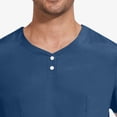 thumbnail image 6 of YLSDY Men Scrubs Set — Stretch Buttons Crew Neck Scrub Top & Jogger Pant with Pockets, Yoga Waistband, Anti-Wrinkle Scrubs for Men Dark Blue 4, 6 of 7