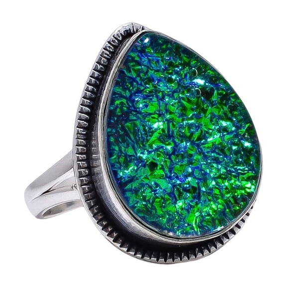 Triplet Opal 925 Sterling Silver Ring, Adjustable Ring, Silver Jewelry Ring, Green & Blue Ring, Pear Ring, Dainty Ring, Handmade Ring, Gemstone Ring,