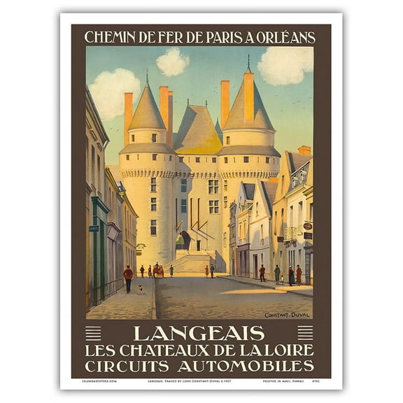 Langeais France - Les Chateaux de la Loire (The Castles of the Loire) - Vintage Travel Poster by Leon Constant-Duval c.1927 - Master Art Print (Unframed) 9in x 12in
