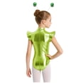 thumbnail image 2 of vastwit Girls Astronaut Leotard Metallic Alien Outfits Outer Space Fighter Bodysuit with Hair Hoop Fluorescent Green 10, 2 of 7