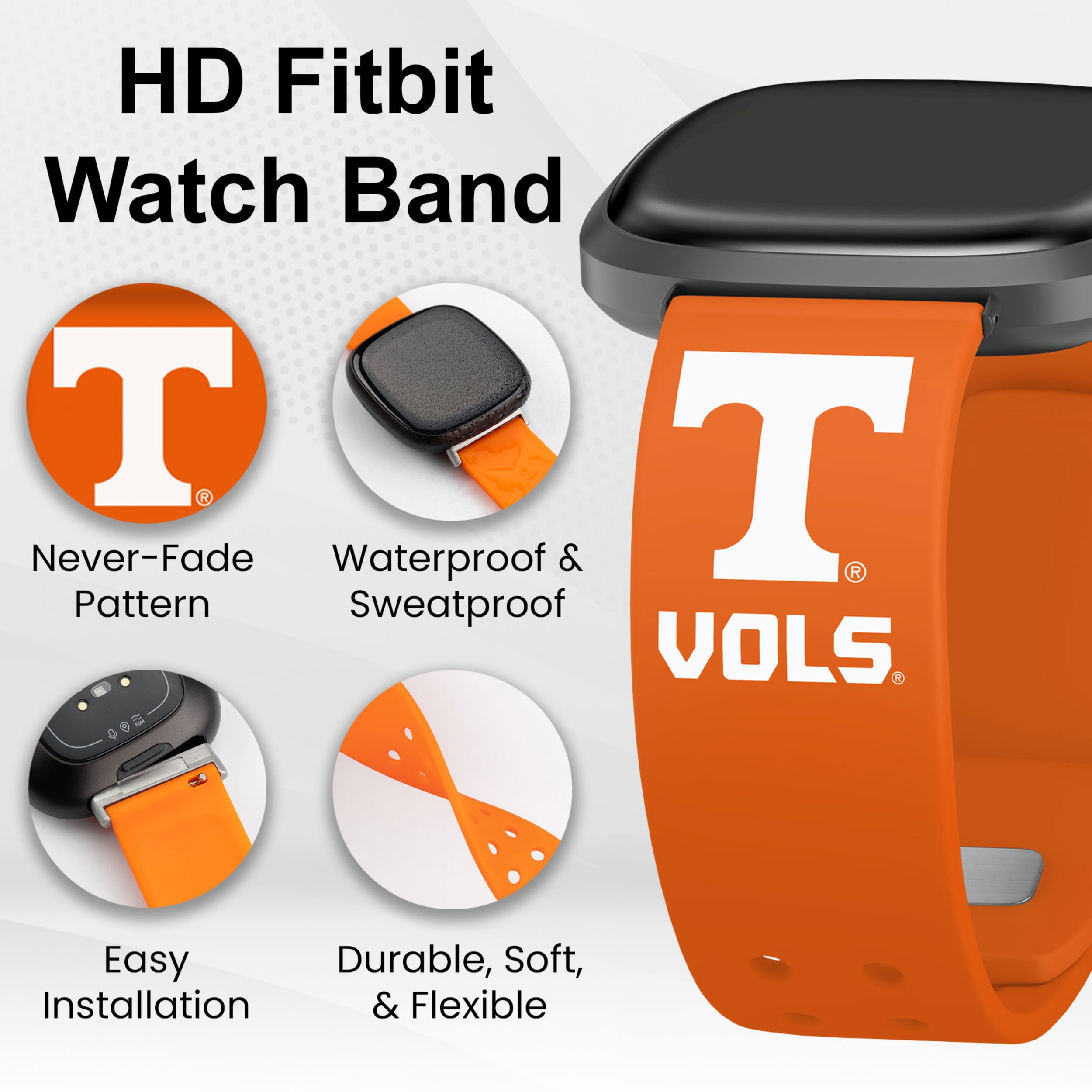 Tennessee HD Elite Edition Unisex Watch Band for FitBit Versa 3 & Sense (Long)