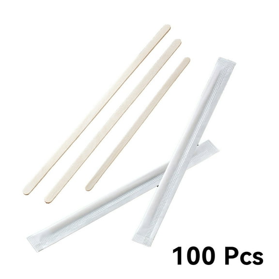ACDANC 100Pcs Coffee Stirrers,Disposable Design Coffee Stir Sticks,Wooden Long Handle Stir Sticks