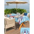 thumbnail image 4 of Outdoor Tablecloth with Umbrella Hole and Zipper, Christmas Blue Rectangle Table Cloth 52x70 Inch Waterproof Tablecloth, Cute Gnomes Xmas Winter Snowflakes Picnic Table Cover for Patio Camping, 4 of 7