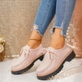 thumbnail image 6 of Women's Suede Penny Loafers Lace up Chunky Heel Lug Sole Slip on Casual Office Business Dress Shoes, 6 of 9