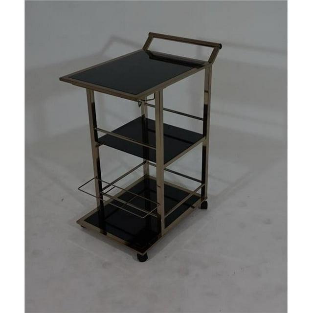 Myco Furniture 8738 Wine Server Bar Cart, Gold & Black