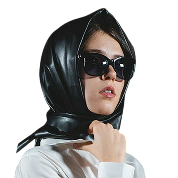 lanema Womens Winter Scarf Warm Scarf Half Shawls Triangle Scarves Faux Leather Head Wrap Bandana Head Cover