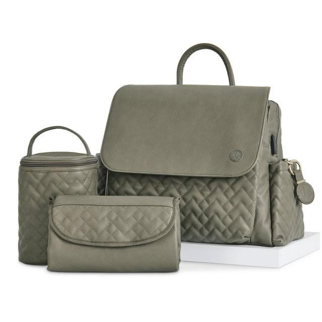 Hannah & Sophia Traveler Diaper Bag Set, Forest Green