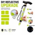 thumbnail image 3 of Folding Walking Cane with 6 Reflective Stickers, Adjustable Collapsible Aluminum Walking Stick for Men Women Seniors, Lightweight Travel Cane with T Handle, Wrist Strap, Non Slip Tip, Silver, 3 of 9