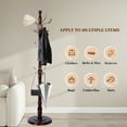 thumbnail image 6 of PUKNLY Wooden Coat Rack Freestanding, Hall Tree Hanger with Resin Hooks, Adjustable Heavy Duty Coat Stand for Hanging Clothes, Bags, Hats, and Umbrellas in Living Room, Bedroom, Entryway, and Hallway, 6 of 8