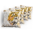 thumbnail image 5 of Ambesonne Animal Throw Pillow Cover 4 Pack, Vector Wildlife Tiger, 16", Orange, 5 of 7