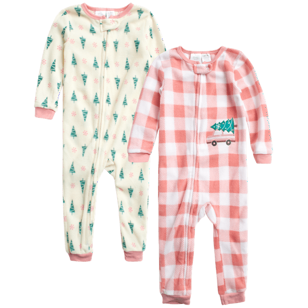 Koala Baby Girls' Blanket Sleeper 2 Pack Fleece Sleep n Play Bodysuit