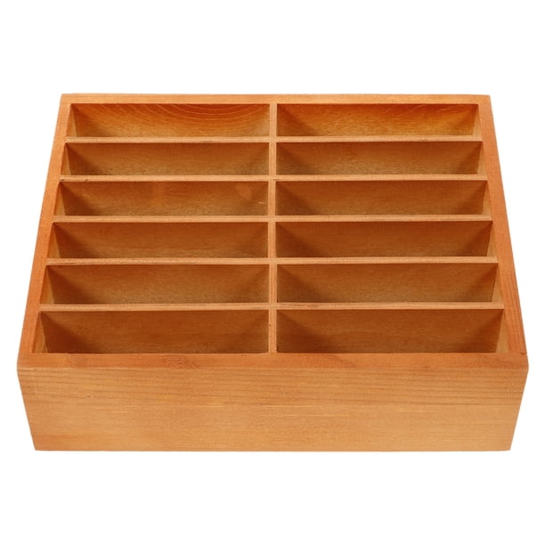Soporte para teléfono de escritorio, caja de almacenamiento para teléfonos móviles, organizador de tarjetas (12 cuadrículas)