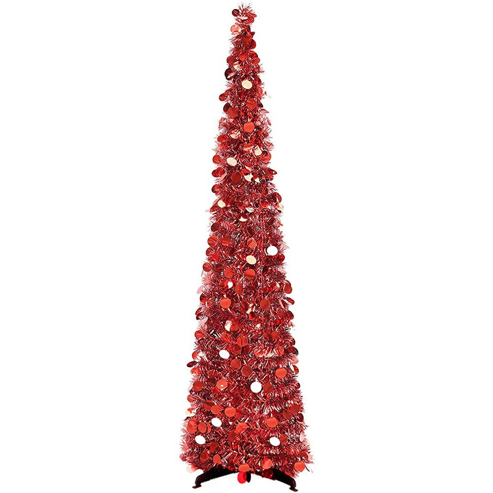 18'' Pink & White Tinsel Tree Christmas Easter Holiday Tree 1.5' Table-Top Decor 
