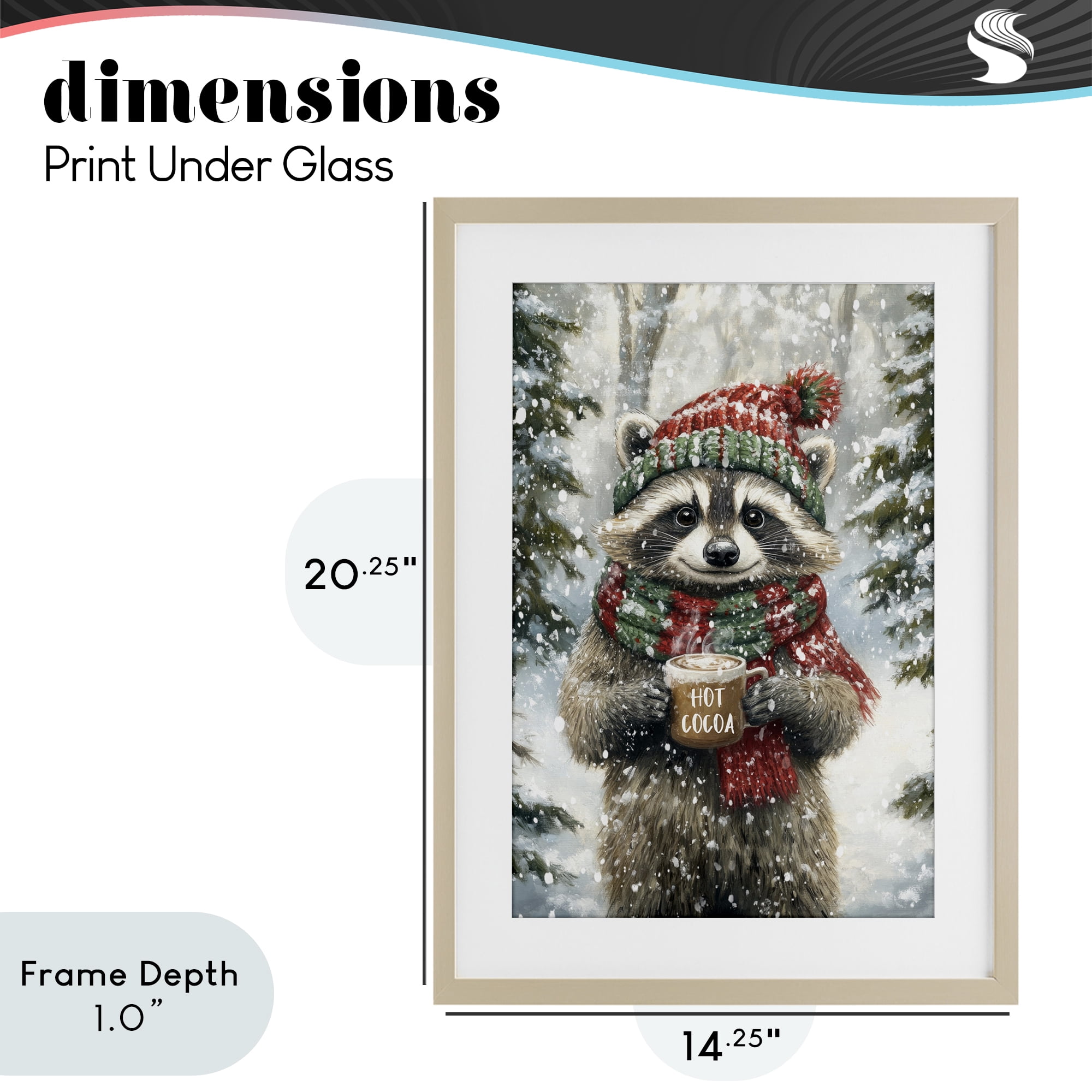 Stupell Industries Merry Cocoa Raccoon Birch Framed Print Under Glass, design by Tina LeCour