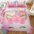 thumbnail image 2 of Unicorn Twin Bedding Set for Girls Kids, 6-Piece Colorful Flower Comforter Set with Sheets, 2 of 7