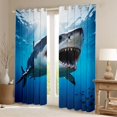 thumbnail image 2 of Feelyou 3D Marine Shark Curtains Pack of 2 (52x84 Each), Sea Animal Window Curtains, 2 of 6