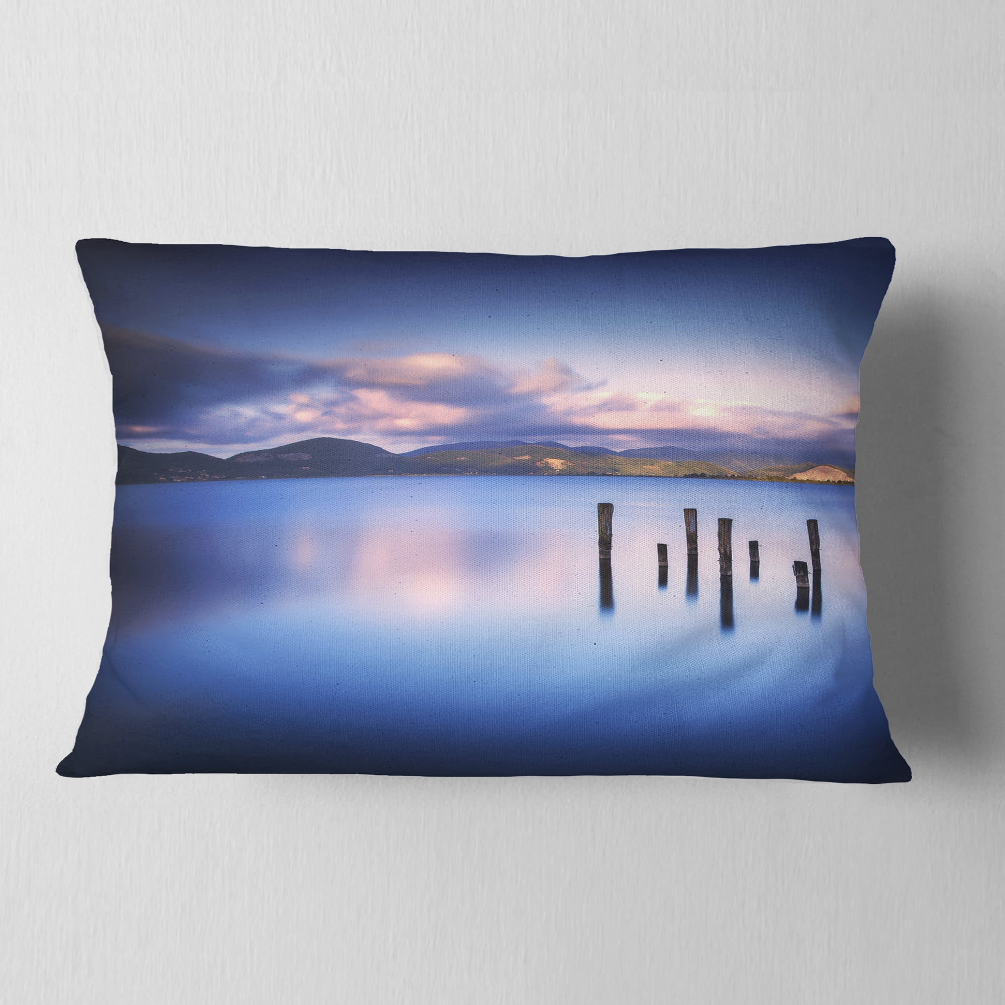 Designart Colorful Clouds at Sunset - Seascape Throw Pillow - 12x20