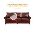thumbnail image 2 of 3 Piece Upholstered Sofa with Solid Wood Legs, PU Leather Single Sofa, Loveseat, 3 Seat Couch with Round Armrest, Lounge Sofa for Living Room, Bedroom, Apartment, Office, Burgundy, 2 of 9