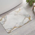 thumbnail image 2 of White Gold Marble Pattern Bathroom Rugs Mat,Non Slip Microfiber Bathroom Rug,Rubber Backing,Soft Bathroom Mats for Bathroom Floor,Tub and Shower,17x27in(43x68cm), 2 of 4