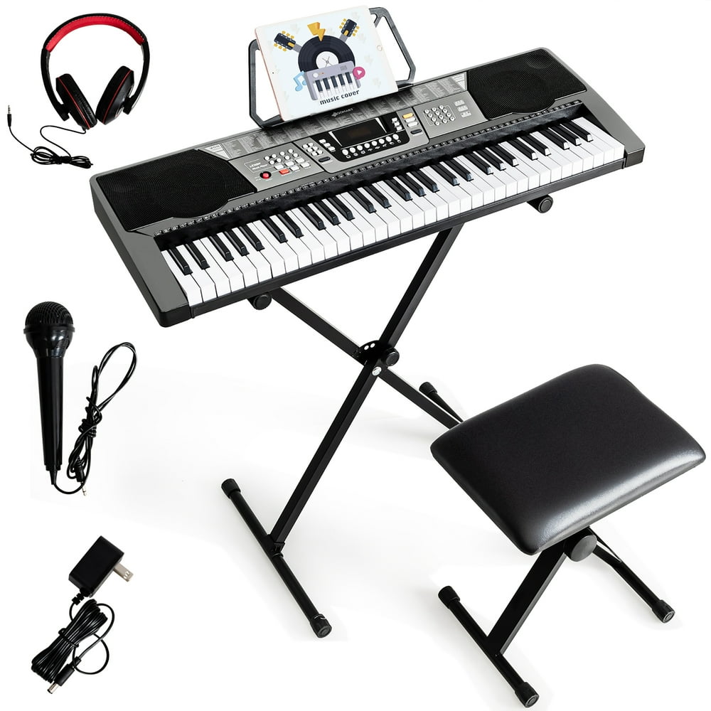 Costway 61Key Electronic Keyboard Piano Set w/Stand Bench Headphones
