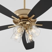 Quorum Lighting Breeze 52 5-Blade Aged Brass Ceiling Fan with LED Lights